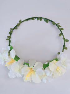 Women flower Leaf Beige Cream White Beach Party Hair Headband Crown Garland