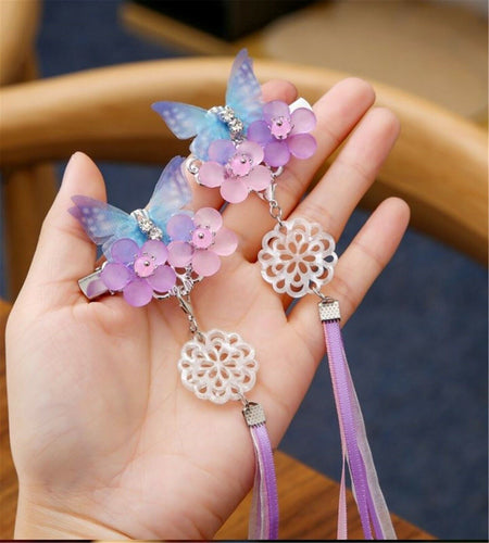 Women Girl Chinese new year Han Tang QIPAO Costume Fairy Butterfly hair Clips