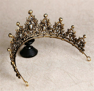 Women Black Green crystal Witch Halloween Queen Party Hair Headband Crown Tiara