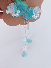 Women Girl Blue Pearl Mermaid Shell Forehead Chain Tassel Hair Clip Brooch Pin