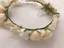 Women Flower Girl babys breath wedding Beige Flower Hair Headband crown Garland