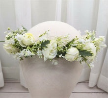 Women wedding Cream White Rose flower bride Hair Headband Crown Garland Wreath