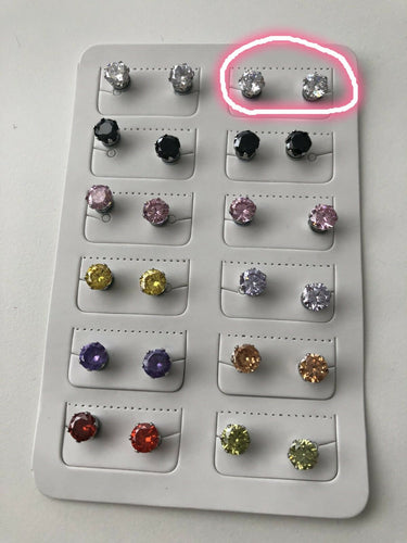 Women Girls MAGNETIC Clip Crystal cubic NO Piercing Fake ear Hole Studs Earrings