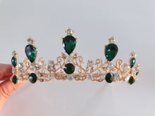 Children Kids Girls Princess Emerald Green Crystal Tiara Crown Hair Headband