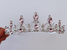 Children Flower Girls Birthday Party Pink Crystal Silver color Tiara Hair Crown