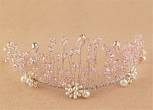 Lady Flower Girl Pink Bead Flower Prom Performance Party Light Hair Tiara Crown