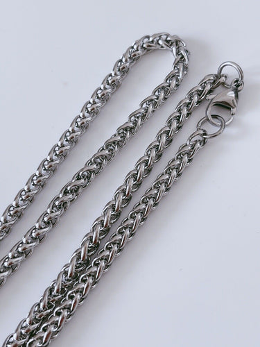 Men Silver color Stainless steel Titanium Plated Braided Chain Necklace 4.5x50cm