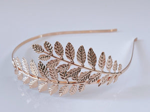 Women Girls Light Rose Gold Color boho Leaf Party Hair Headband Crown Tiara Hoop