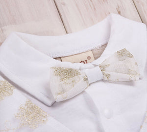 Boy Kid Baby Christening Wedding Party Bowtie Romper Bodysuit Outfits Suits
