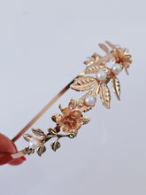 Women Girl Gold Rose Pearl Leaf Party Hair Head Band Headband Hoop headpiece