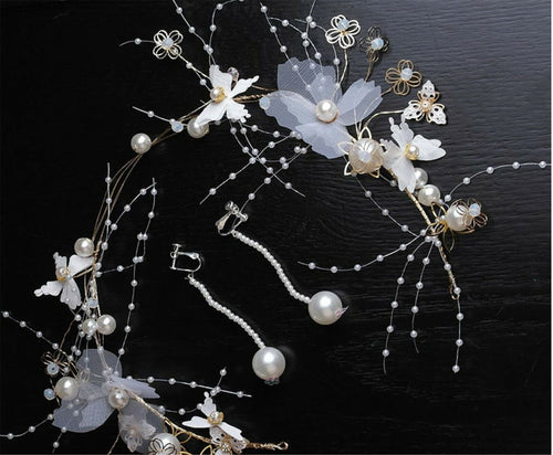 Women Lady White Lace Butterfly Fascinator Headband Hair Piece