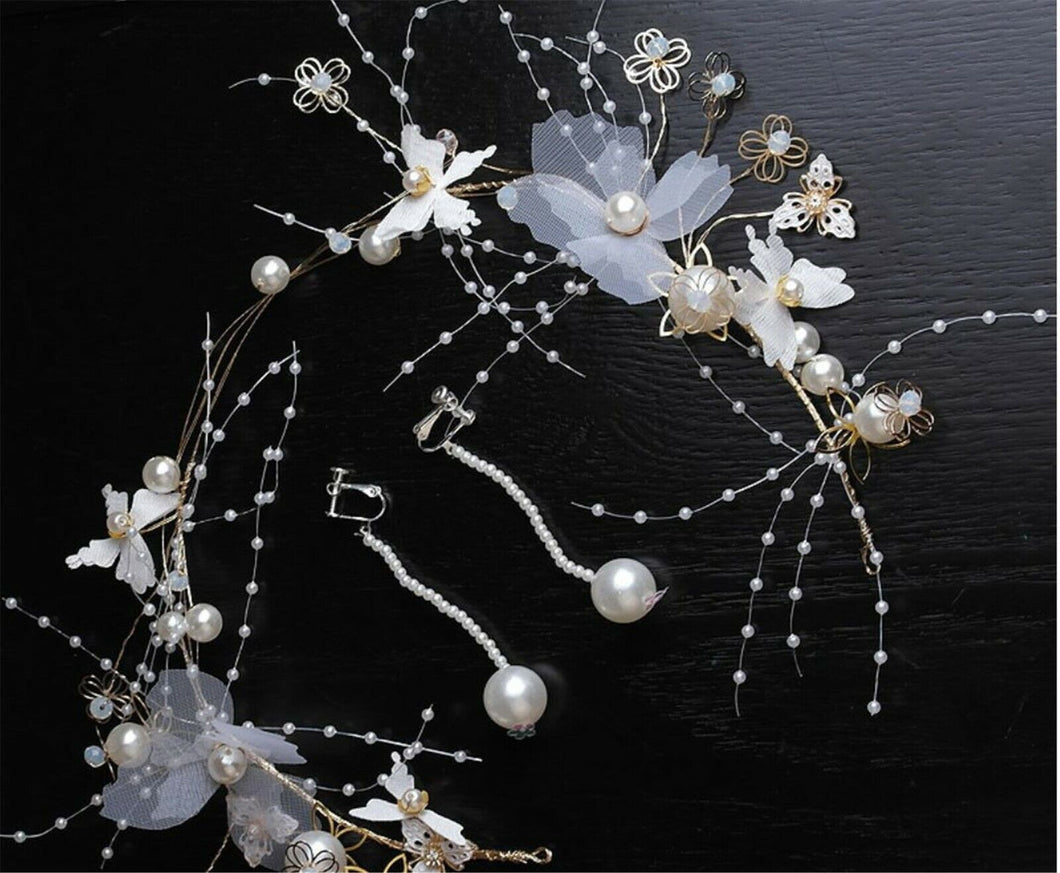 Women Lady White Lace Butterfly Fascinator Headband Hair Piece
