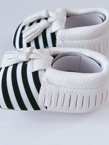Baby Girls Children Kids White Black Stripe Sailor Tasseled Crib Dress Shoes