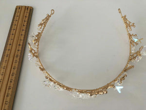 Women Girl Gold Wedding Party Hair Star Crystal Headband Crown Tiara Hairpiece