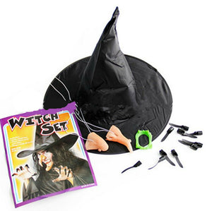 Halloween Costume Party Ghost Witch Hat long fake Nail Claw Cover Nose Fang set