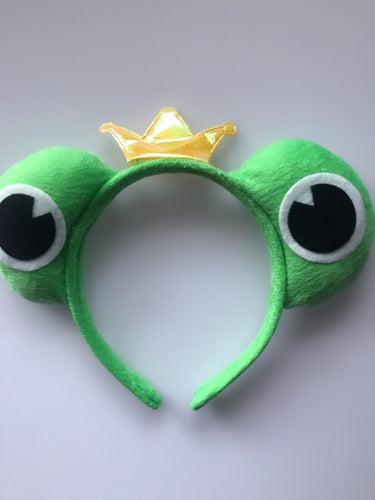 Lady Girl Boy Kids Green Frog crown hair head headband band hoop party PROP