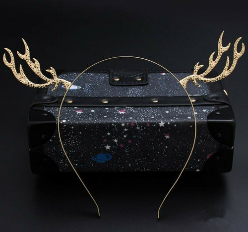 Women Metallic Reindeer Deer Ears Christmas Party Hair head band headband Hoop gold color