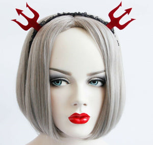 Women Girl Red Devil Fork Ear Halloween Costume Party Hair Headband Band PROP