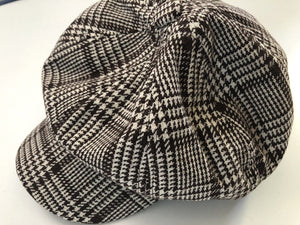 Women Retro warm Brown Check Conductor French octagonal Hat Cap Beret Beanie