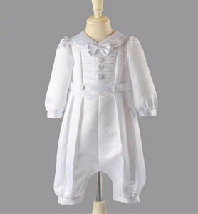 Boy baby Girl Kid white Long sleeves christening shower Bowtie outfits suits