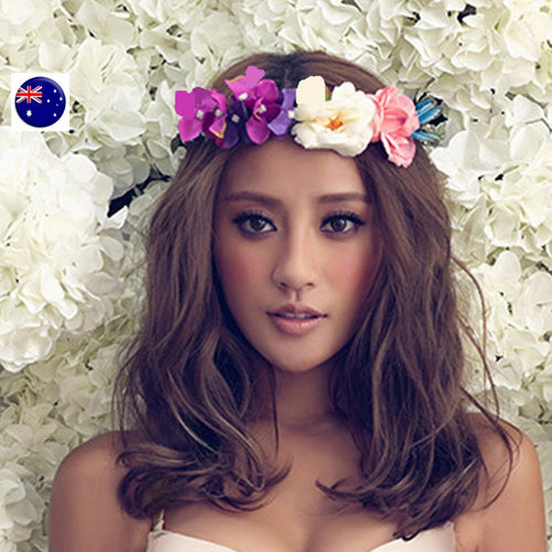 Women flower Fairy Butterfly Purple wedding Party Hair Headband Crown Garland