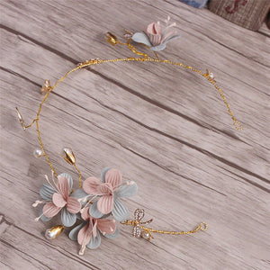 Women Girl wedding Beige Brown Pink Flower Hair Headband Prop Garland Band tiara