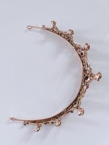 Women Retro Black Crystal Bronze Halloween Party Hair Headband Crown Tiara