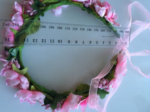 Women Girl baby BOHO Beach wedding Pink Flower Hair head Headband Prop Garland