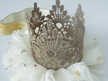 Girl Kids Baby Lace Gold Princess Birthday Crown Tiara Elastic Hair Headband