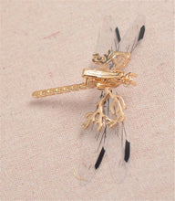 Women Girl Gold Color Dragonfly hair head Side Clip Brooch hairpiece accessory