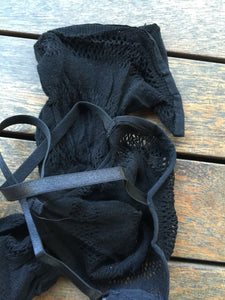 Women Black Stripe Net Foreplay Fishnet Sexy Camisoles Lingerie Underwear Tube