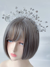 Women White Clear Crystal Prom Celtic Halo Party Light Wire Hair Tiara Crown