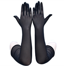Women Opera Bride Hollywood Gothic Halloween Fancy Sheer Lace Long Black Gloves