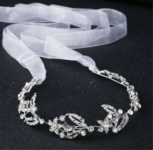 Women boho Bride Silver Crystal Party Forehead Hair Headband head Crown Tiara