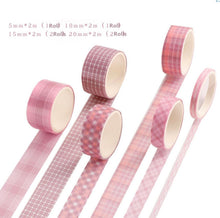 AU 6 Roll Check Grid Sticky Washi Tape Papers Scrapbooking Journal Note Stickers