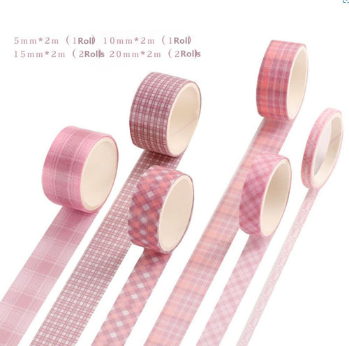 AU 6 Roll Check Grid Sticky Washi Tape Papers Scrapbooking Journal Note Stickers