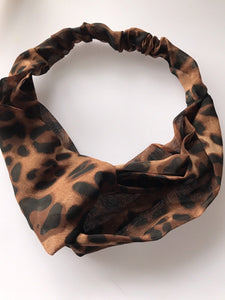 Women Lady Girl Brown Leopard Cross boho retro Headband Hair Band bandana wrap