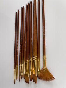 10PC Wooden Artist Paint Brush Set - Acrylic, Watercolor & Oil Painting