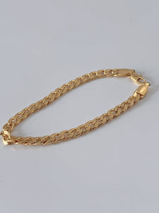 6mm thickness Men Women 18K Gold Plated Curb Link Chain Wrist Bracelet 8inch