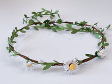 Women Cream White Daisy flower Leaf Hair Headband Crown Tiara Garland Wreath