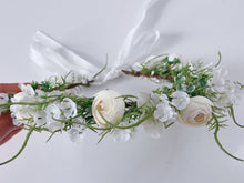 Women White Flower Girls Greenery Halo Garden Party Hair Headband Crown Garland