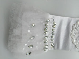 Women Opera Bridal Bride Wedding Party White Wedding Lace crystal Short Gloves