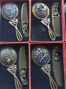 Women Girls Retro style Antique Look Bronze Mirror + comb Novelty Gift for her