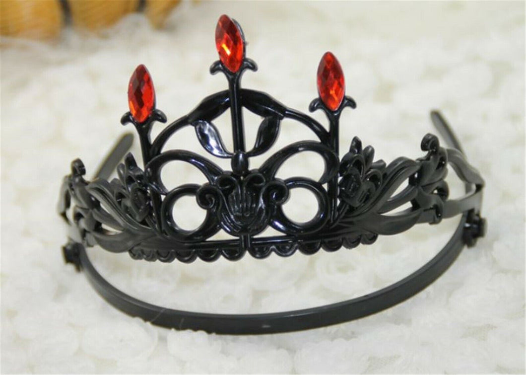 Girl Lady BLACK Plastic Gothic Halloween Witch Party Hair Headband Crown tiara
