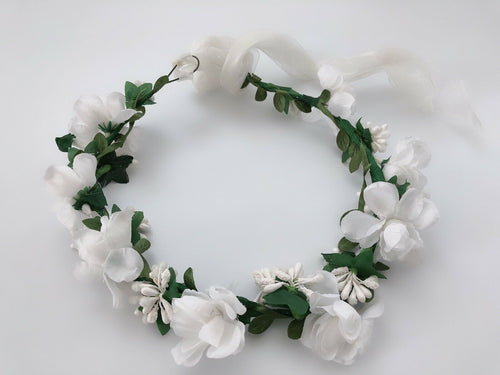 Women White Flower Girl Rustic bride Hair Head Headband Crown Garland Wreath