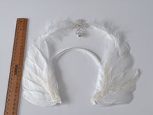 Women White Feather Cross Gothic Halo Hair Hoop Headband Crown Tiara Fascinator