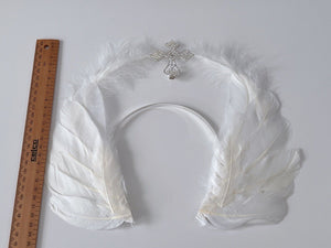 Women White Feather Cross Gothic Halo Hair Hoop Headband Crown Tiara Fascinator