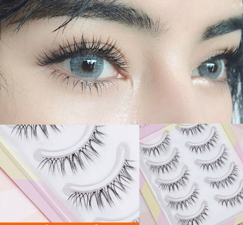 AU 5Pair Natural look Stripe Extension cross False Fake Eyelashes eye lashes W-7