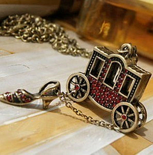 Women Girls Kids BOHO Coach Carriage Retro Vintage Necklace Long Chain Pendant