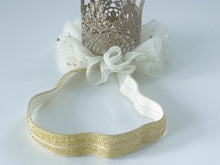 Girl Kids Baby Lace Gold Princess Birthday Crown Tiara Elastic Hair Headband